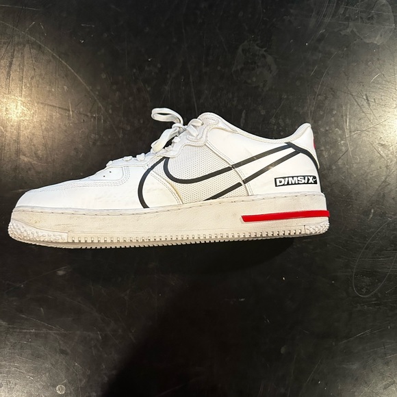 Nike Air Force 1 React White Black Red - Picture 7 of 10